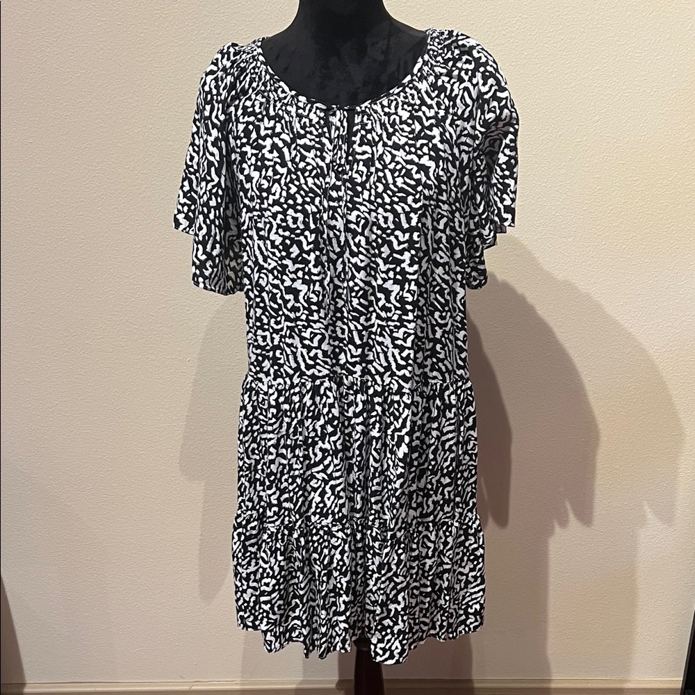 Nine West Black and White Patterned Dress